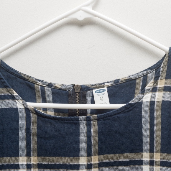 Old Navy Plaid Dress, three-quarter sleeves, navy - Picture 2 of 4